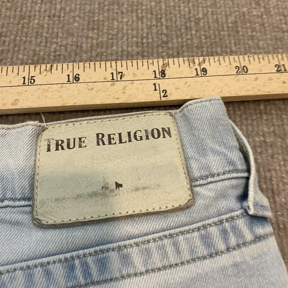 True Religion Rocco Relaxed Skinny Jeans Mens 38x32 Light Wash Stretch Denim